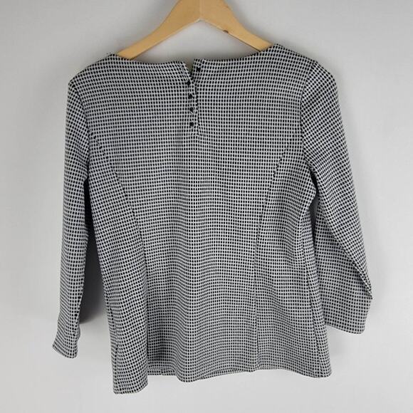 NEW Talbots Polka Dot 3/4 Sleeve Blouse Buttons Stretch White Black Size S - Picture 5 of 6